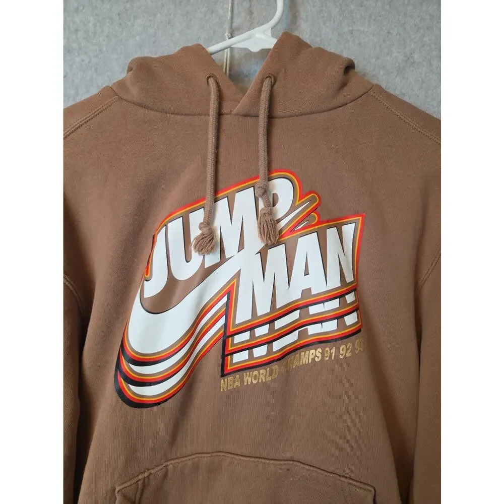 Jordan Jumpman Brown LS Core Fleece Pullover Hoodie Men's Small